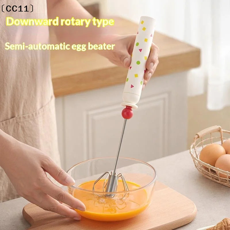 Household Semi-automatic Egg Beater Stainless Steel Cream Manual Qme