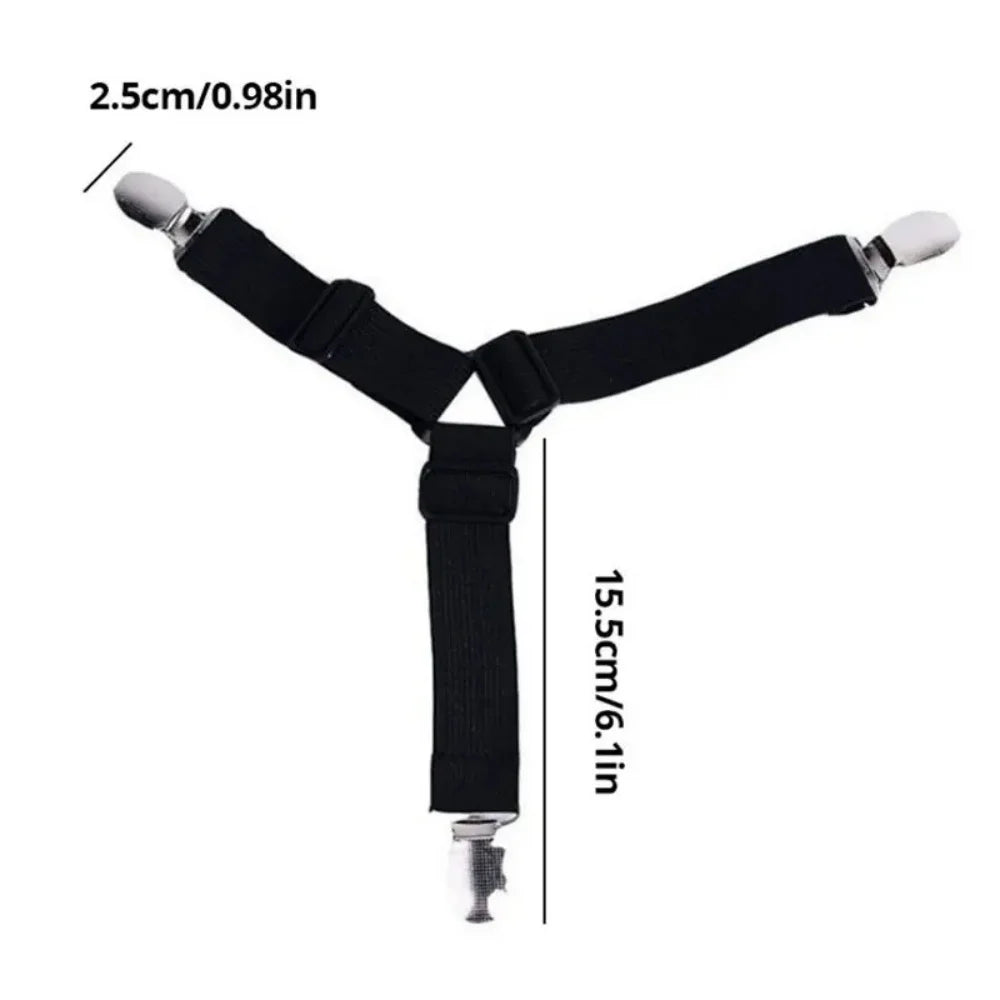 4Pcs Triangle Bed Sheet Holders Adjustable Elastic Fixed Holder Fixing Non-Slip Strap For Home Elastic Straps Adjustable Clips Qme