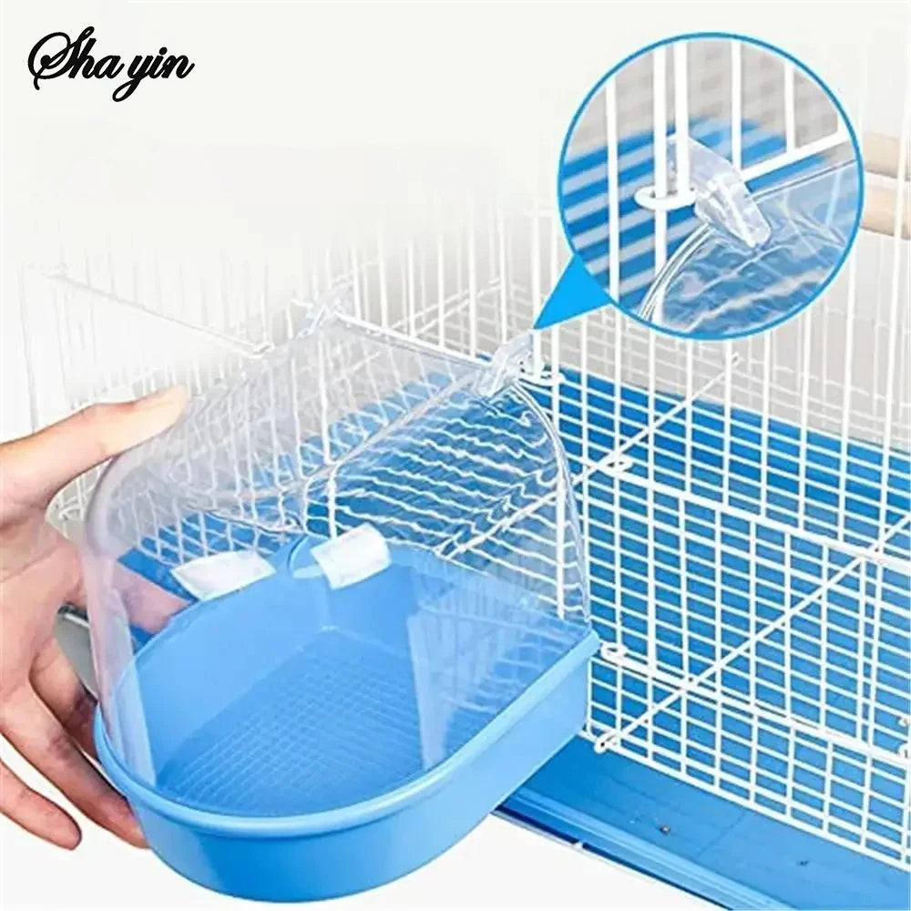 Plastic Bird Water Bath Box Bathtub Parrot For Parakeet Hanging Bowl Pet Supple Qme