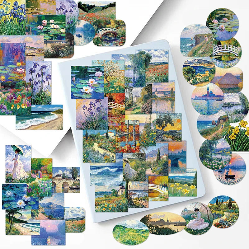 Oil Painting Landscape Stickers Waterproof Vinyl Decals Luggage Qme