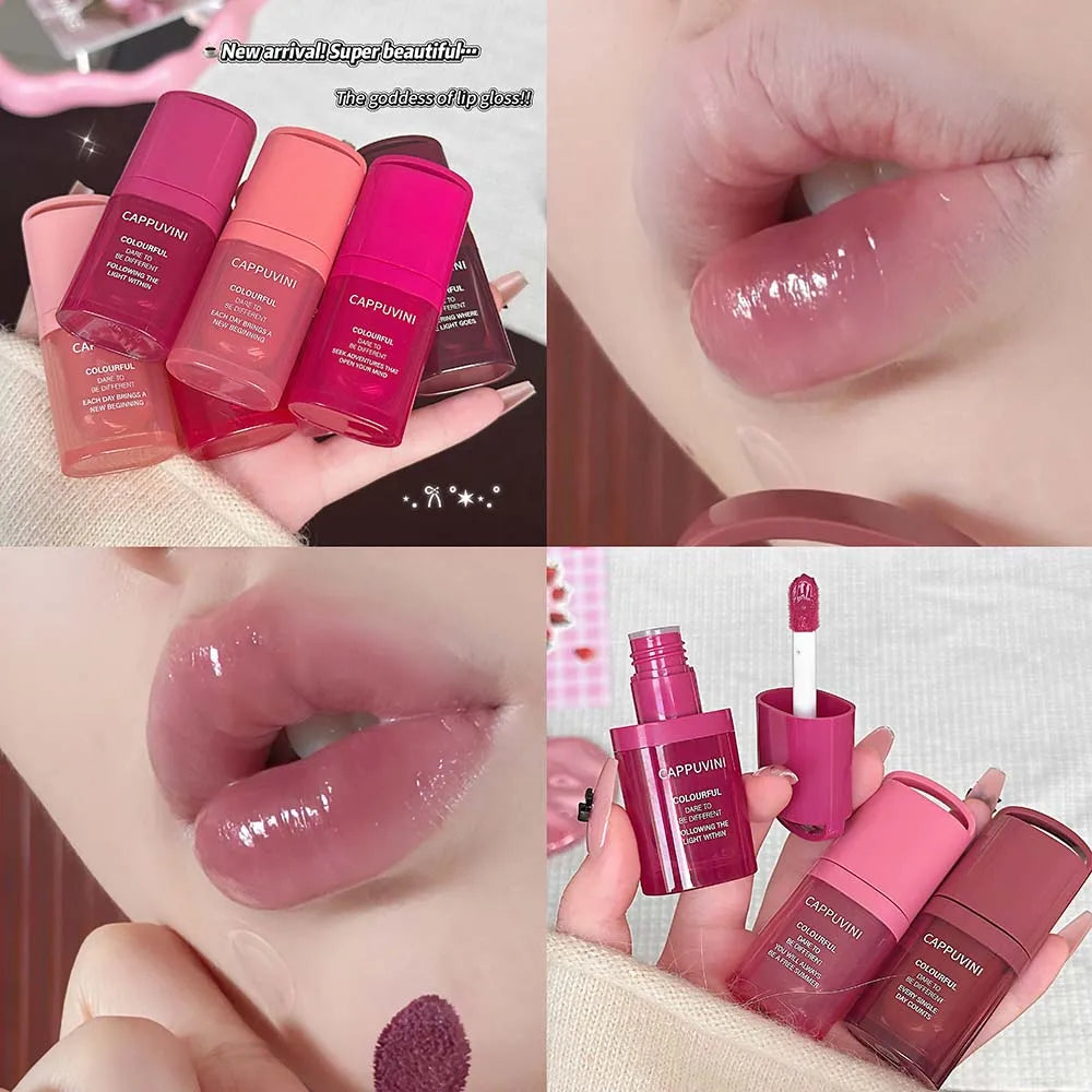 Water Light Grey Rose Lip Gloss Moisturizing Long Lasting Non-greasy Jelly Brown Mirror Lip Glaze Plumping Lip Tint Korea Makeup Qme