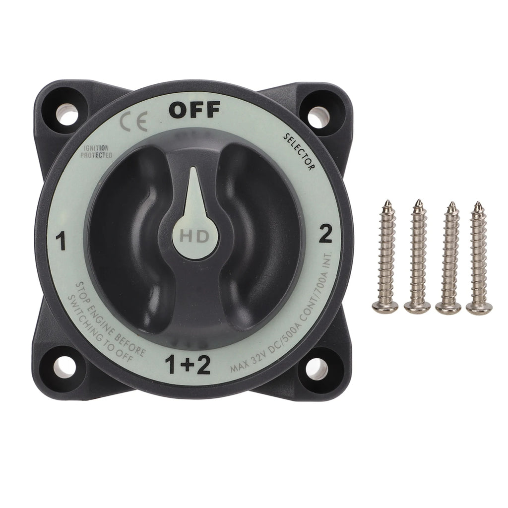 Power Kill Battery 500A Marine Battery Disconnect Heavy Duty 4 Position Battery Selector for RV Boat Qme Black