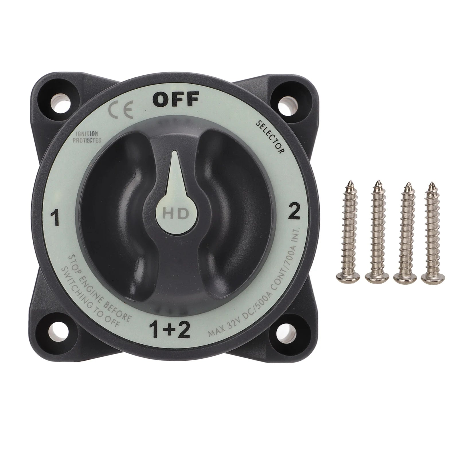 Power Kill Battery 500A Marine Battery Disconnect Heavy Duty 4 Position Battery Selector for RV Boat Qme Black