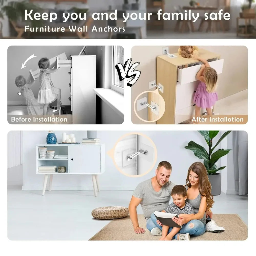 1/2/4PCS Cabinet Prevent Dumping Device Self-Adhesive Bookshelf Anti Tipping Fixture Child Protection Furniture Fixed Device Qme