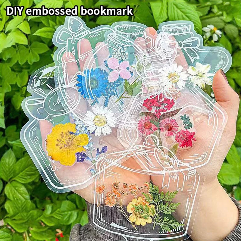 40 DIY Handmade Transparent Dried Flower Bookmark Clear Bottle Shape Qme