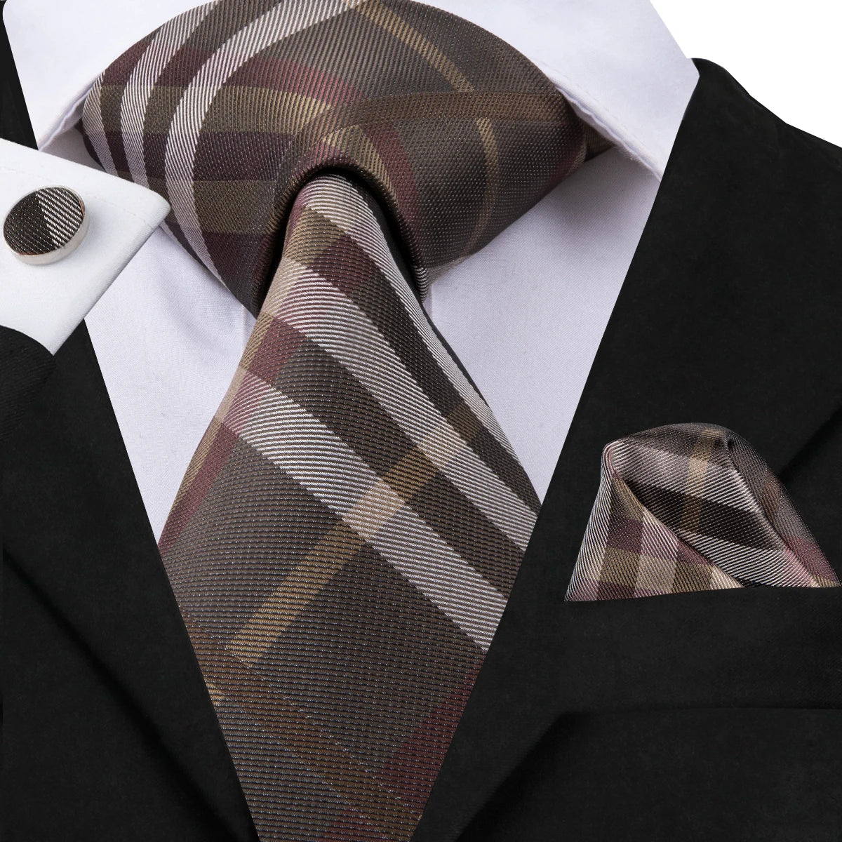 Hi-tie Men's Ties Floral Paisley Handkerchief Cufflinks Tuxedo Qme N-3572