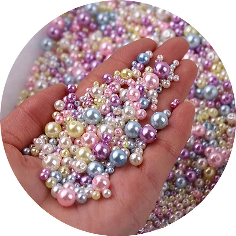150pcs Pearl-like beads, double-hole round loose beads, suitable for making accessories for DIY products. Qme