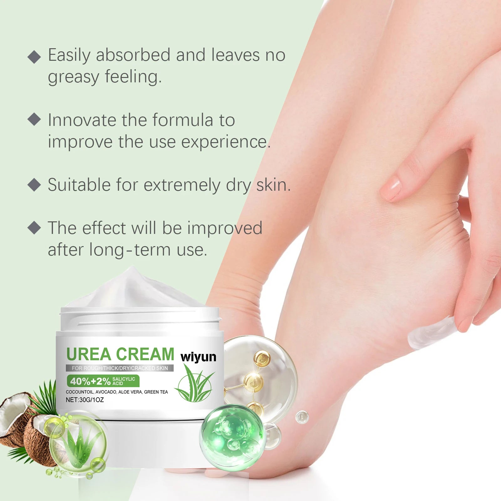 40% Urea Foot Care Cream Overnight Moisturizing Removes Dead Skin Nourishing Dry Rough Repair Cracked Heels & Calluses Moisture Qme