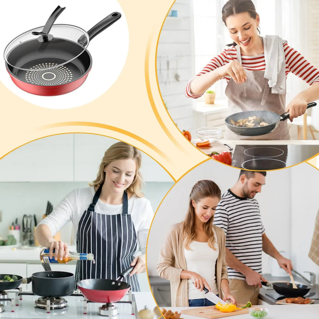 Nonstick Steak Frying Pan Non Sticking Lid Induction Cookers Qme