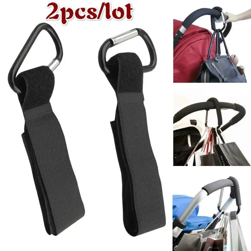 2/4Pcs Baby Stroller Hooks Wheelchair Shopping Cart Nylon Velcro Hooks Household Portable Metal Buckle Hooks Shopping Cart Hooks Qme