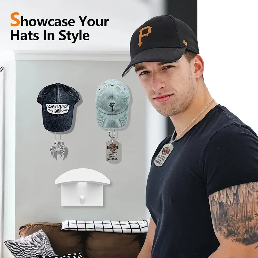 2/4/8/10Pcs Portable Cap Holder Rack No Drilling Design Baseball Hat Storage Case for Daily Cap Arrangement & Collection Qme