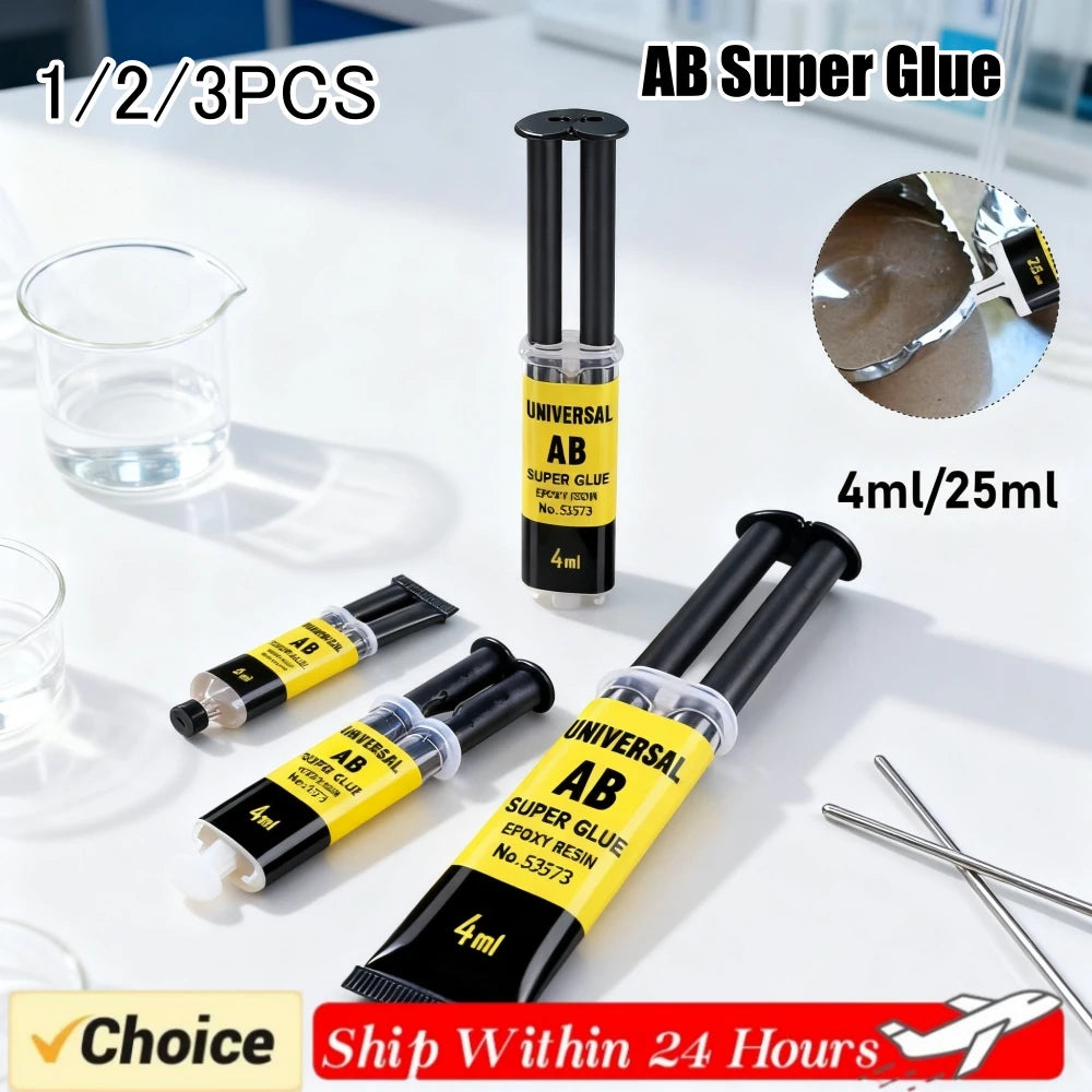 4/25ml Epoxy Resin AB Glue Waterproof Instant Fast Adhesive Repair Strong Super Liquid Glue for Wood Plastic Metal Glue Welding Qme