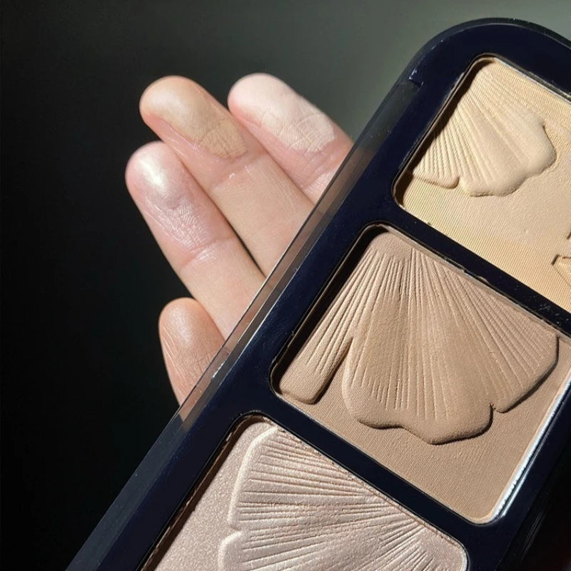 Contour Highlight Palette Silky Blurring Powder for Face Sculpting 4-in-1 Shimmer Matte Long Lasting Makeup Palette Nose Shadow Qme