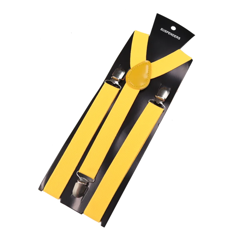 Unisex Elastic Leather Suspenders Braces Men Women Gift Black Blue Red Adjustable Straps for Wedding Suit Skirt Accessories Qme YELLOW China Mainland