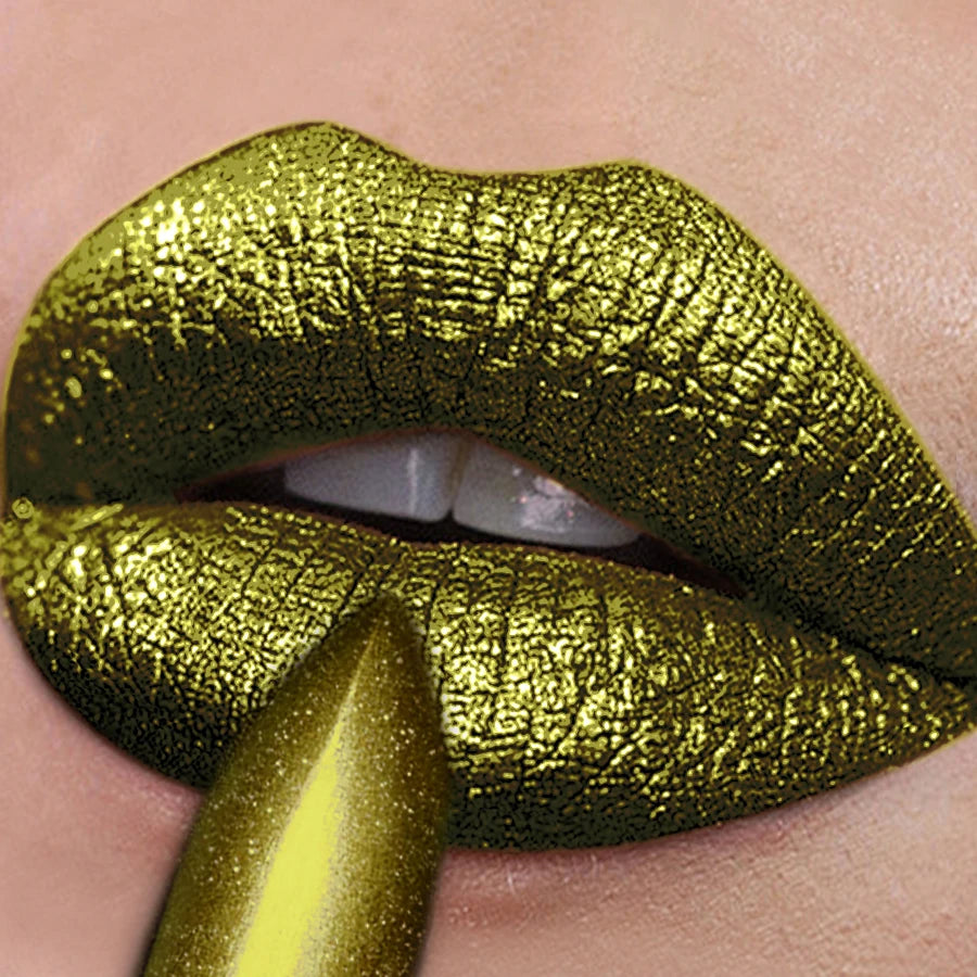 Smoky Green Lipstick Pen Waterproof Glitter Shimmer Lip Korean Makeup Qme