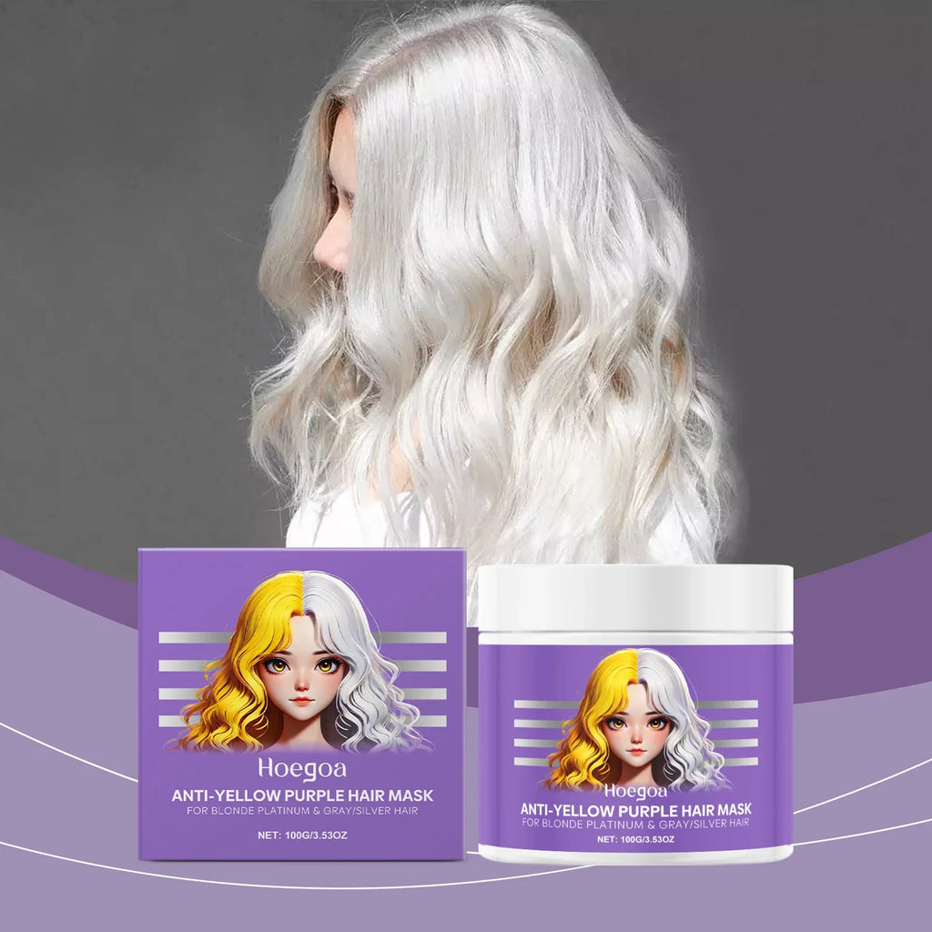 Purple Hair Mask Anti Yellow Deep Nourishing Shiny Hair Repair Dry Frizzy Damaged Maltreated Hair Care Conditioner 100g Qme