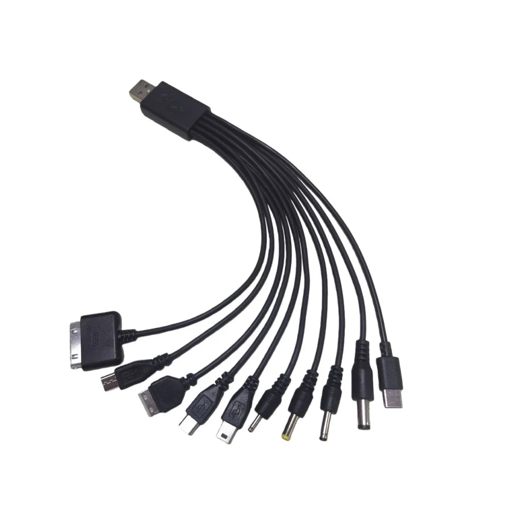 10 In 1 Multi-Function USB Data Cable Universal Phone Charging Cable Portable Multi-head Charging Cable Cord For Samsung Xiaomi Qme Black