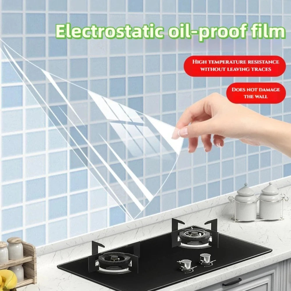 1/5pcs Anti-Oil Kitchen Wall Protector Film Self-Adhesive Waterproof Heat-Resistant Sticker for Stove Wall Dustproof Decoration Qme