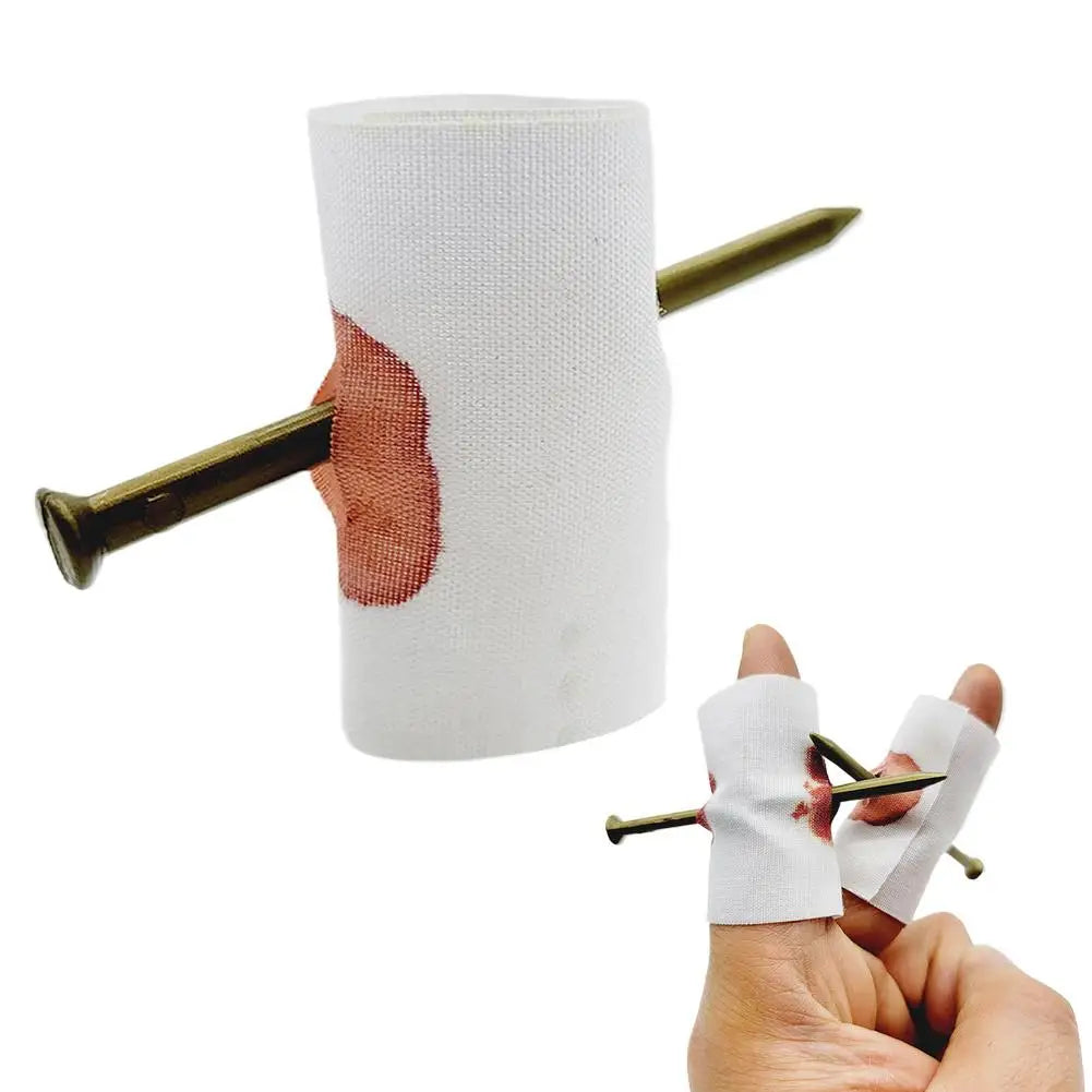 Fake Nail Through Finger Prank Toy Kids Novelty Magic Friend Halloween Scare Trick Joke Toy Practical Fool Jokes Gags Qme