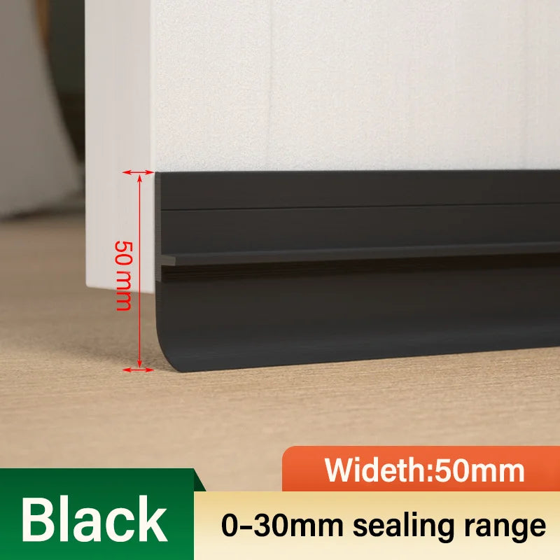 Self-Adhesive Thickened Door Bottom Sealing Strip Thermal Insulation Door Weatherstrip Anti-cold Window Draft Stopper Tape Qme 3M(1MX3PCS) Black 50mm