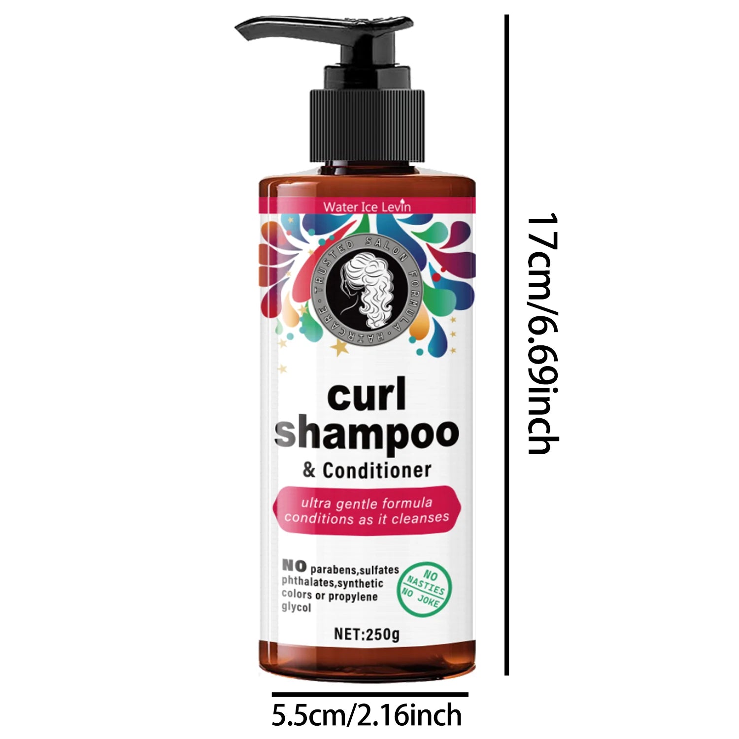 250g Curly Hair Shampoo and Conditioner - Ultra Gentle, Moisturizing Formula, Suitable for Voluminous, Light, and Natural Hair, Promotes Vitality, Contains Glycerin, Unisex, for Normal Hair Types Qme