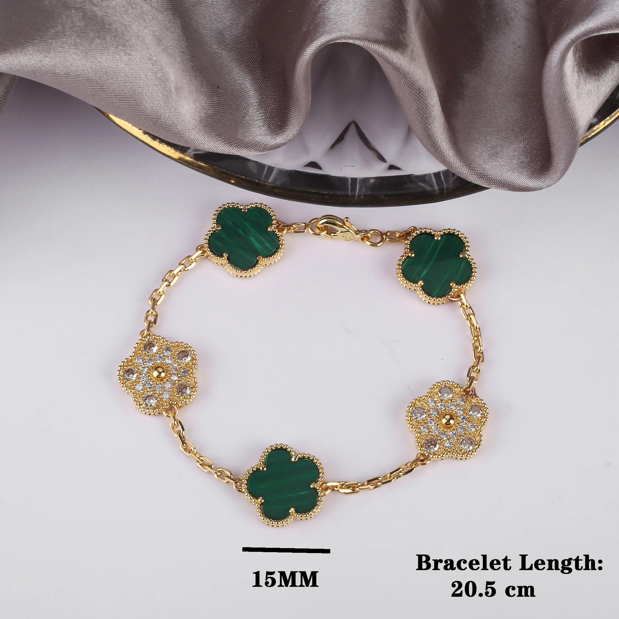 INS Hot Selling 15mm Natural Stone Five Leaf Flower Set Bracelet Necklace Flower Jewelry For Women Free Shipping For Daily Wear Qme 25 Silver