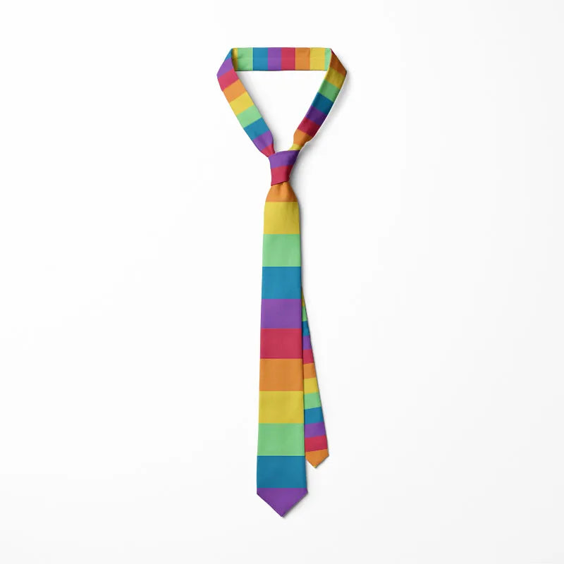 Personality Colorful Rainbow Striped Tie Fashion Business Fun Men's Qme style7 CN