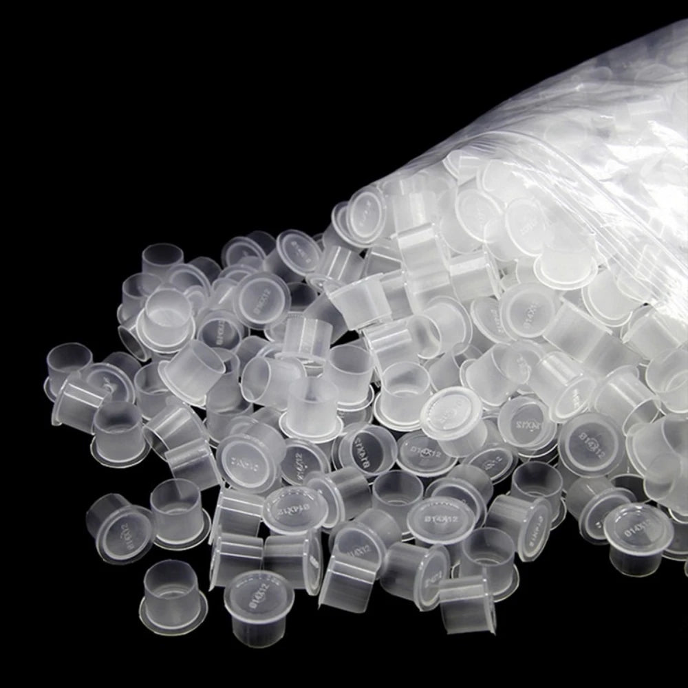 ROKYO 1000PCS Disposable Steady Tattoo Ink Cups Plastic Pigment Clear Holder Container Caps Permanent Makeup Microblading Supply Qme