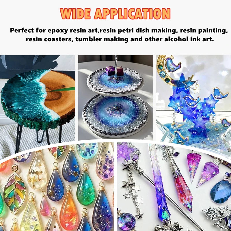 24Colors Epoxy Resin Pigment Kits Liquid Colorant Dye DIY UV Mold Qme