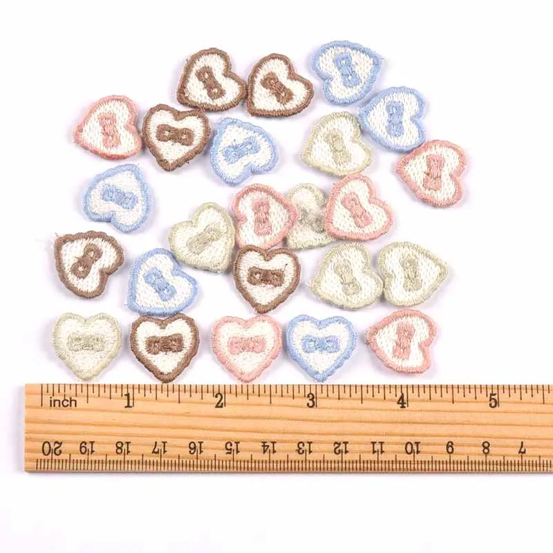 30pcs 20x20mm Heart Bow Embroidered Appliques,Sewing Decoration for DIY Clothes/Hair Accessories No Glue cp4303 Qme