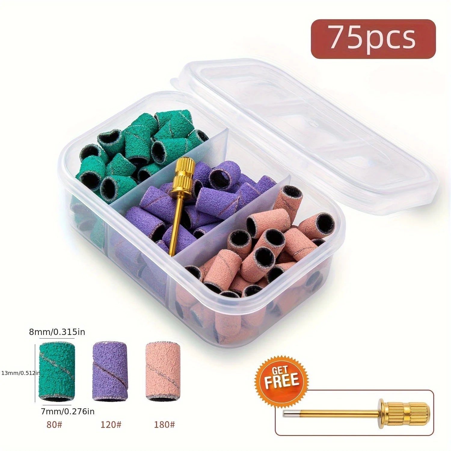 1set Nail Art Sanding Ring Nail Surface Dead Skin Remover Nail Sanding Ring Grinder Grinding Head Nail Art Tool Qme Green Purple Pink