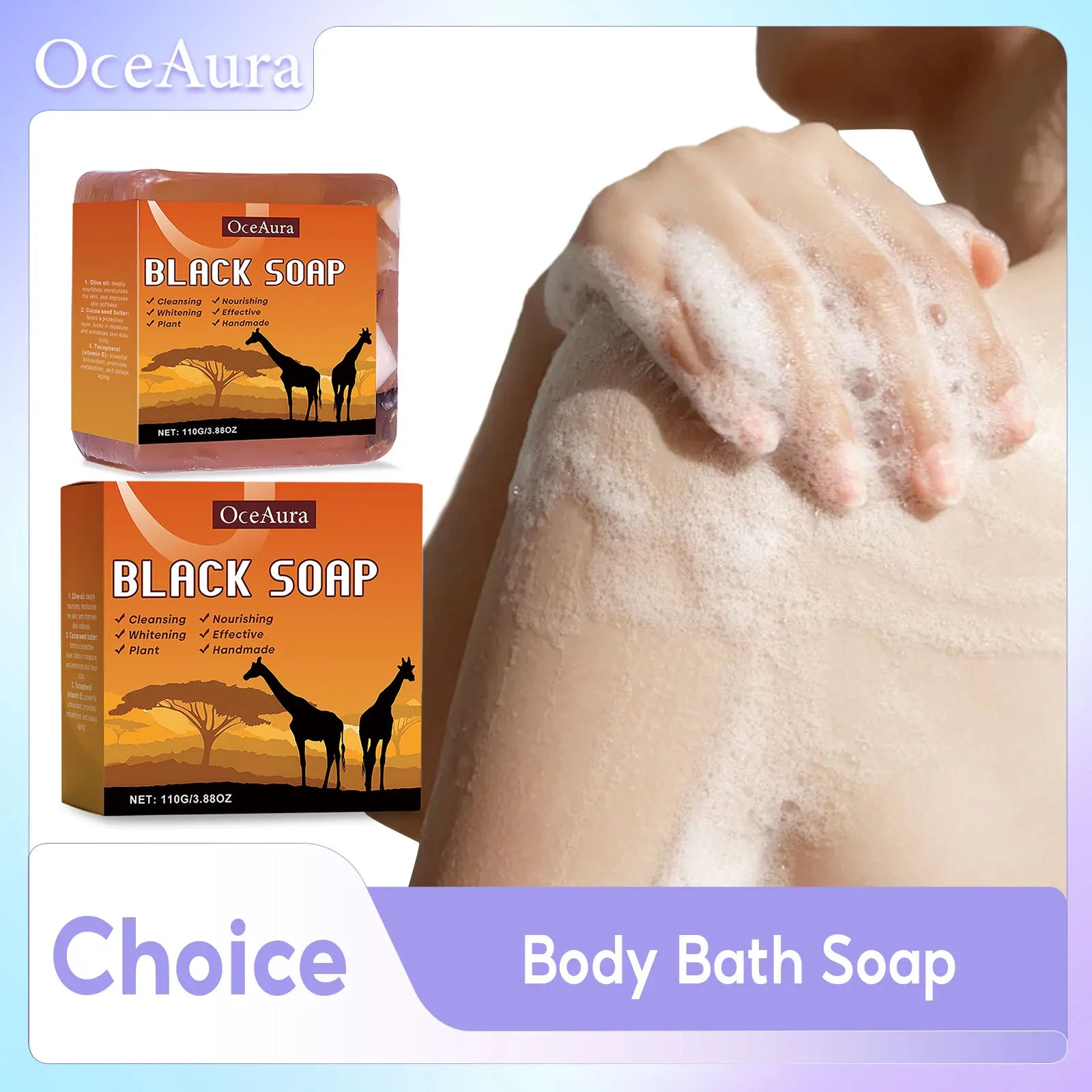 African Black Soap For Nourishing Brightening Skin Gentle Cleansing Exfoliator Reduce Pigmentation Lightening Body Bath Soap Bar Qme