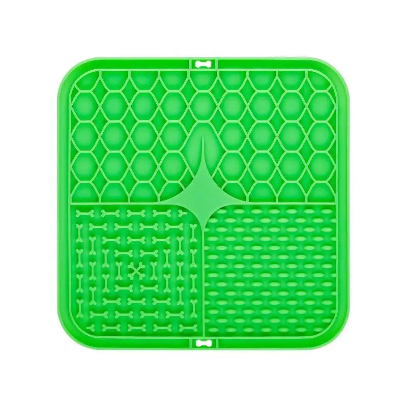 Pet Licking Plate Slow Food Pad Silicone Tableware Bowl Suction Cup Qme Green