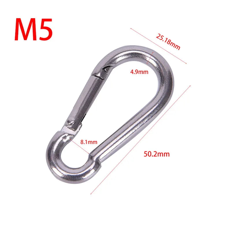 304 Stainless Steel Spring Carabiner Snap Hook Keychain Quick Link Qme M5
