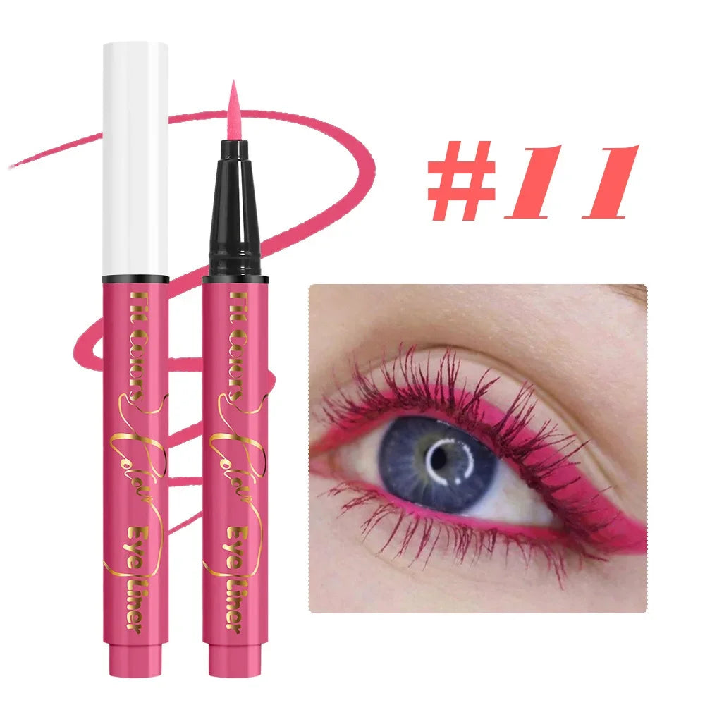12Colors Liquid Eyeliner Neon Colored Halloween Liner Eyeliner Pen Waterproof UV Blacklight Fluorescent Face Body Paint Makeup Qme 11