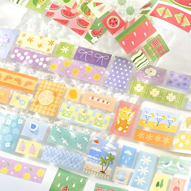 TIANZI 3m/Rolls Coffee Summer Theme Die Cutting Tapes Decorative Label Stickers for Journal Scrapbooking Diary Album Stationery Qme E-4 Rolls bestselling style
