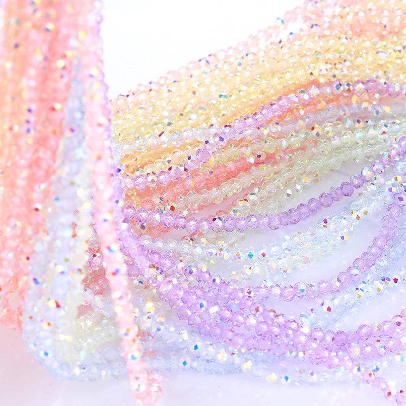 3mm Faceted Round Glass Beads AB Color Crystal Beads Strands Briolette Rondelle Crystal Beads Spacers for Jewelry Making DIY Qme