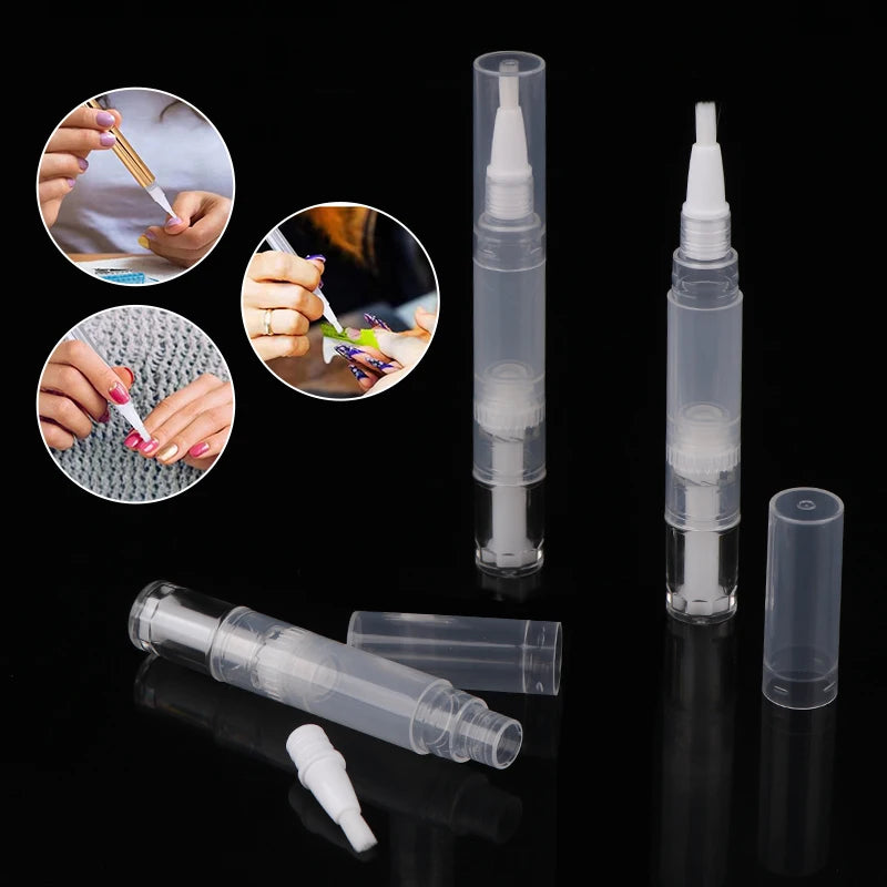 5 Refillable Nail Oil Pen Brush Tip Empty Applicator Cuticle Eyelash Qme
