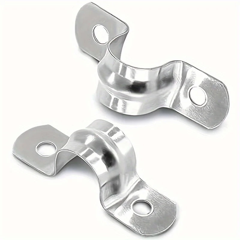 50pcs Double hole U-shaped bracket 304 stainless steel rigid pipe clamp heavy-duty pipe tension clamp Qme