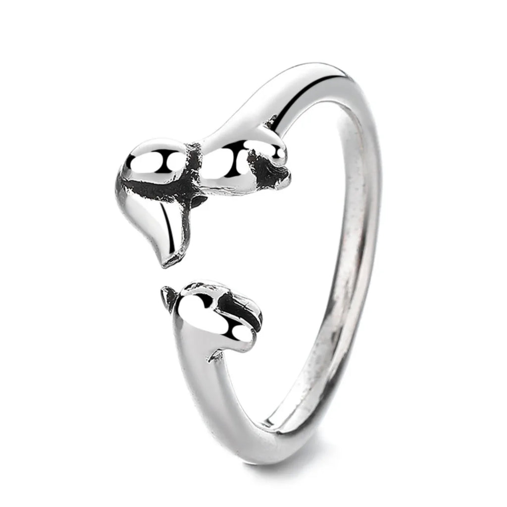 New Cute Dachshund Dog Simple Silver Adjustable Rings Original Open Sausage Dog Pet Rings for Women Vintage Animal Jewelry Qme