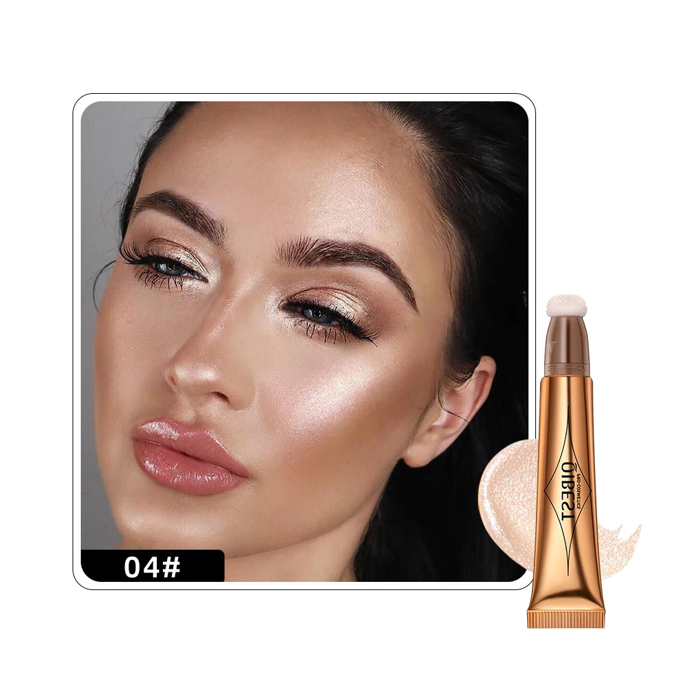 QIBEST Liquid Contour With Cushion Applicator Highlight Shimmer Natural Soft Moisturizing Cream Liquid Blush For Cheek Cosmetics Qme Liquid Highlight 04 China Mainland