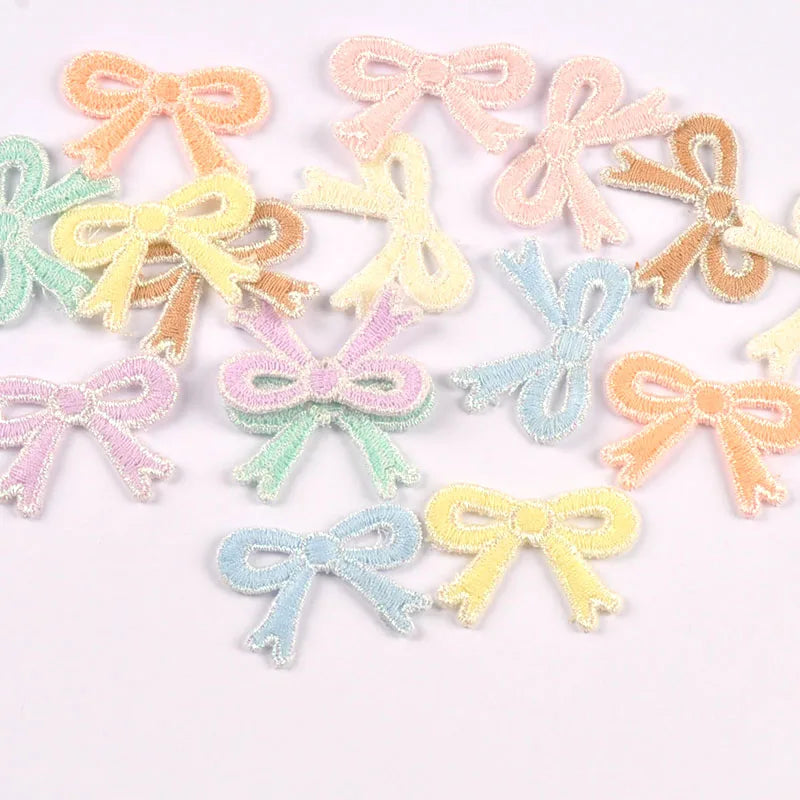 20pcs 2.6x3.6cm mixed colors Knitted bow cloth patch For Clothing Headwear Bags Decoration Sewing Accessories Patch cp4232 Qme mix