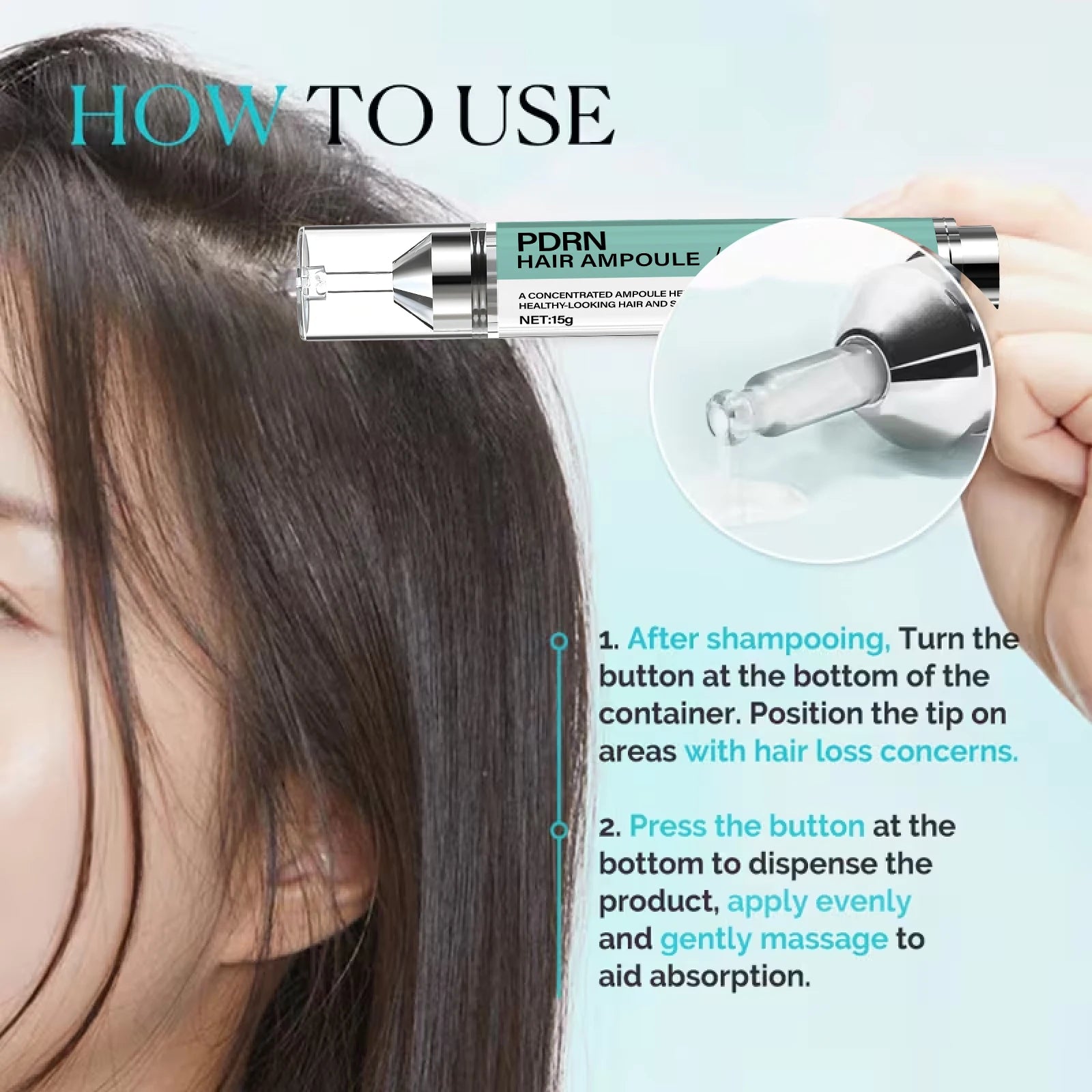 Hair Ampoule with Keratin & Biotin, Deeply Moisturizes & Repairs Hair, Increases Scalp Hydration for Healthy-Looking Hair. Qme