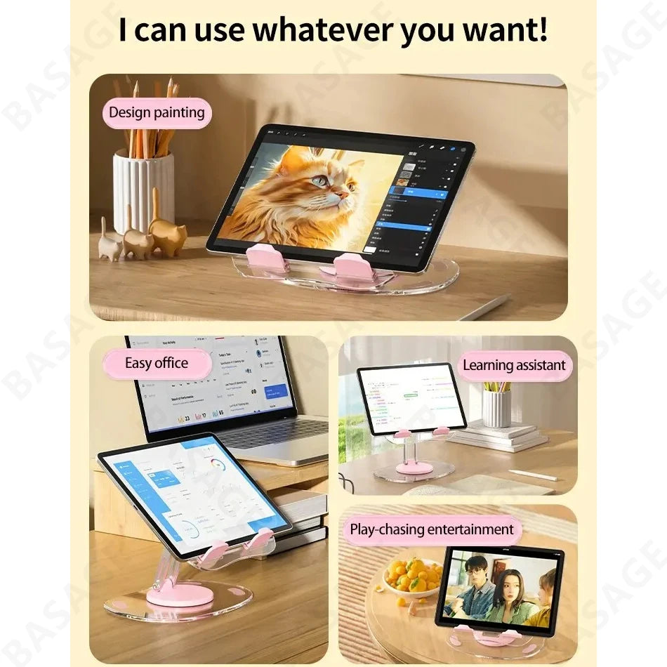 Multi Function Adjustable Lift Creative Mobile Phone Tablet Stand Aluminum Desktop Foldable Lazy Stand Cute Acrylic Plate Q16 Qme