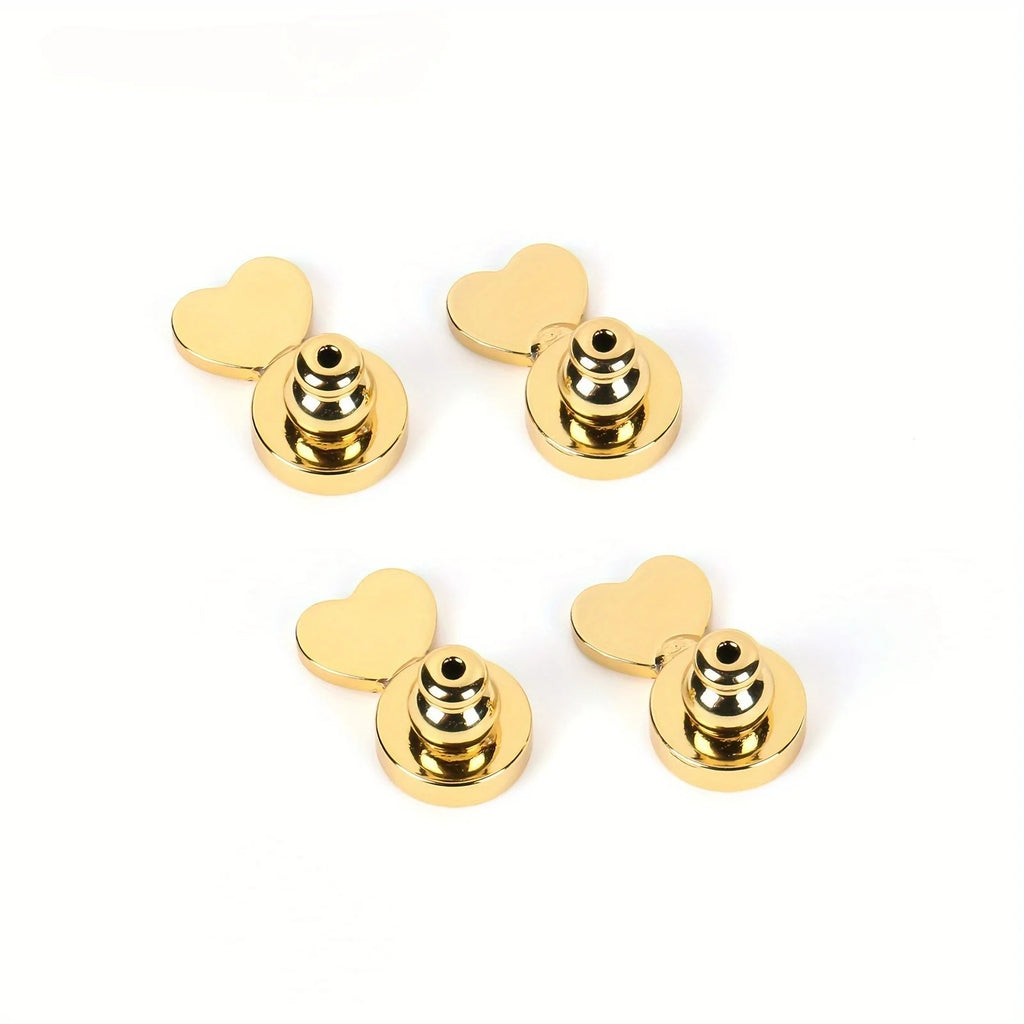 [Heavy Earring Support] 4Pcs Heart Locking Bullet Earring Backs | Earring Support Lifter Backs For Droopy Ears, Heavy Earrings Qme