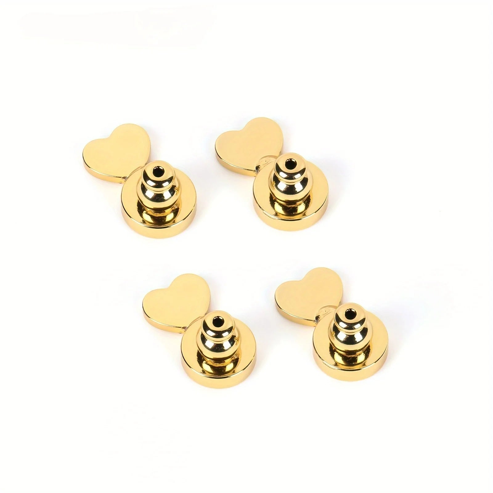 [Heavy Earring Support] 4Pcs Heart Locking Bullet Earring Backs | Earring Support Lifter Backs For Droopy Ears, Heavy Earrings Qme
