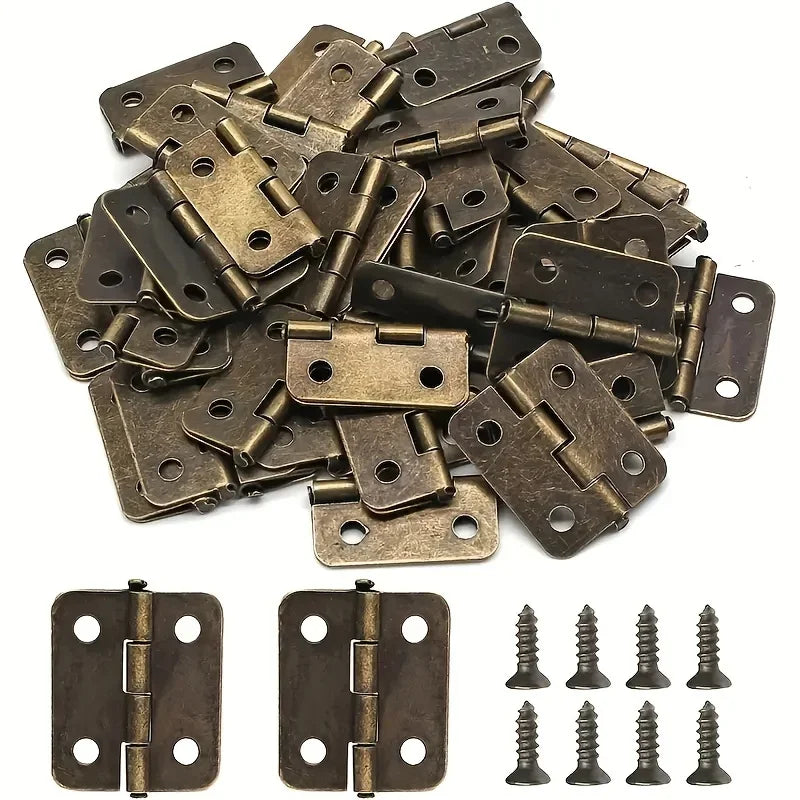 Mini hinge - Mini retro decorative hinge, suitable for handicrafts, wooden boxes, jewelry cases, cabinets and DIY accessories. Qme
