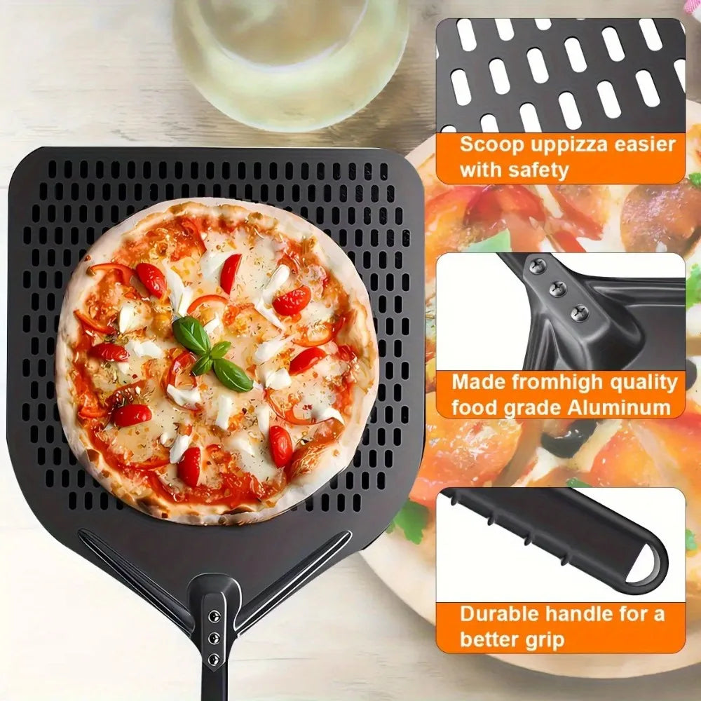 Stainless Steel Pizza Peel Perforated Non Slip Professional Oven Tool Qme