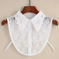 Women Detachable Lace Fake Collar Heart Embroidery Decorative Collar White Hollow Out Lapel Sweater Shirt Blouse Decor Collar Qme White