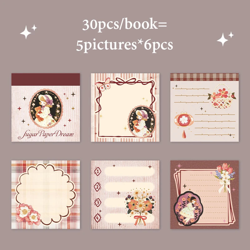 Vintage Fairy Tale Notepad, Large Capacity with Assorted Patterns, Cute Cartoon Journal Base Paper for Notes and Daily Messages Qme A